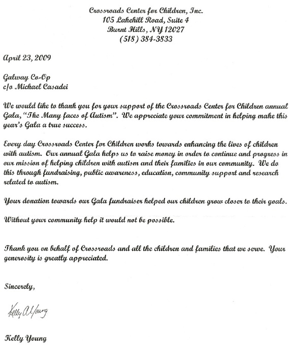 CrossRoads Center Letter